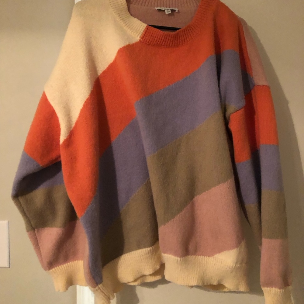 Gilli sweater cream orange purple gray size 2x